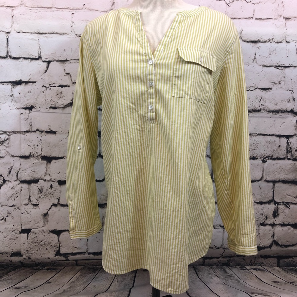 J JILL STRIPE PULL OVER TUNIC 100% COTTON BLOUSE
